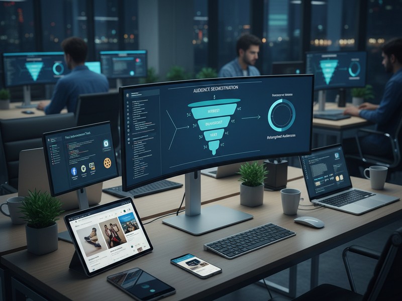 Remarketing campaign setup showing audience segmentation and retargeting funnel